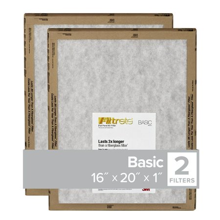 Filtrete 16 in. W X 20 in. H X 1 in. D Synthetic 1 MERV Flat Panel Filter , 2PK FPL00-2PK-24